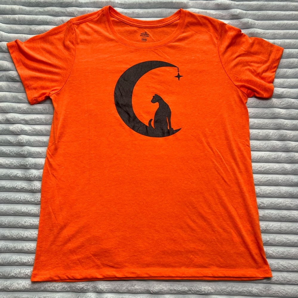 Celebrate It Orange Short Sleeve Tee with Black Cat Design